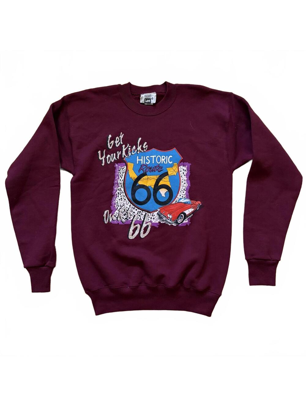 Vintage Route 66 Crewneck Sweatshirt Americana Graphic Lee Heavyweight Medium